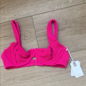 Good American Pink Glow Hot Pink Textured Underwire Bikini Top